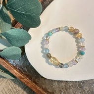 彩虹黃水晶貔貅彈性手鍊