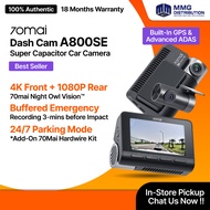 70mai A800SE Dash Cam | 4K Front + 1080P Rear | Built in GPS Car Camera | Night Vision & ADAS