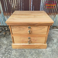 HNGM ตู้เก็บเอกสารไม้สักทอง ตู้สำนักงานไม้สัก ตู้ข้างเตียง 2 ชั้น ฐานทึบ 43*48*40 ซม. ตู้หัวเตียง ไ