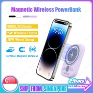 🇸🇬[Ready Stock] 5000 / 10000mAh MagSafe Power Bank 20W QC3.0 Fast Charging Wired 15W Magsafe Charger Magnetic Wireless Powerbank Compatible iPhone Android phones