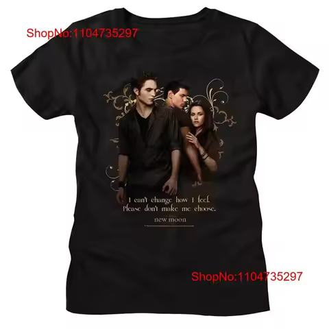 Twilight Movie Saga Women's T Shirt NEW MOON POSTER Black Cotton SM 2XL vintage Washed Casual Breath