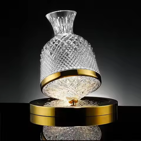 360 Rotating Wine Decanter Tumbler 1500ml Decanter Dispenser Crystal Glass Bottle Wine Aerator Mirro