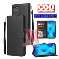OPPO A1K Leather Flip Cover Wallet Case Kulit - Casing Dompet Case Wallet Leather Flip Case OPPO A1K
