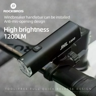 ROCKBROS Bicycle Light 1200 Lumen 5000mAh Type-C Rechargeable Bike Headlight Anti-glare Design IPX6 