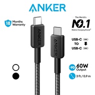 Anker 322 PowerLine USB C Cable 3ft/0.9m Type C to Type C Cable Fast Charging Cable 60W for Phones, Laptops (A81F5)