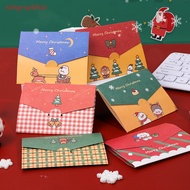 STHB 5PCS Cartoon Kawaii Christmas Theme Greeg Cards Cute Blessing Envelopes Wrig Paper DIY Holiday Gift Message Cards SG