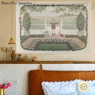 Retro Illustration Fairy Tale World Picture Background Photo Hanging Cloth Rental Room Bedroom Decoration Wall Dormitory Renovation Tapestry