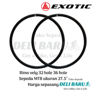 Exotic Rims Velg ukuran 27.5 sepasang rim pelek double wall 36 hole 32 hole alloy sepeda MTB