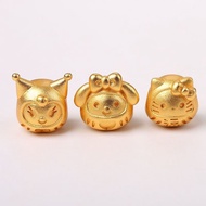 Sand Gold Sanrio Transfer Beads Accessories Melody Kuromi Haro kt Cat Spacer Beads diy Woven Jewelry