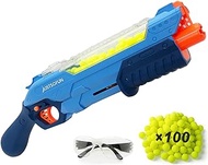 Blaster Gun with Protective Goggles and 50 Rounds for Boys and Girls Compatible with Nerf Hyper Rounds Darts, Easy Reload, Holds Up to 60 Rounds (Blue)