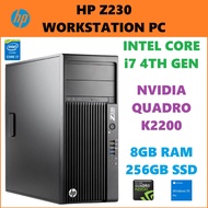 HP Z230 WORKSTATION /INTEL CORE i7-4790 /8GB RAM/256GB SSD/NVIDIA QUADRO K2200 4GB DDR5
