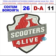 D-A11 SCOOTERS 4 LIVE LOGO EMBROIDERY PATCH - CUSTOM EMBROIDERY'ST TESTIMONI