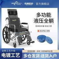 [Ready stock]Changshou Spring Elderly Wheelchair Elderly Foldable Lightweight Wheelchair with Toilet Leg Lifting Sick Car