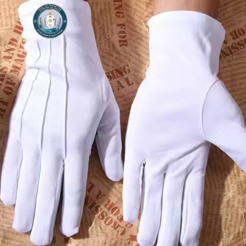 TC Freemasons Series, White Polyester Cotton Gloves, High Quality Masonic Gloves,Masonic Accessories