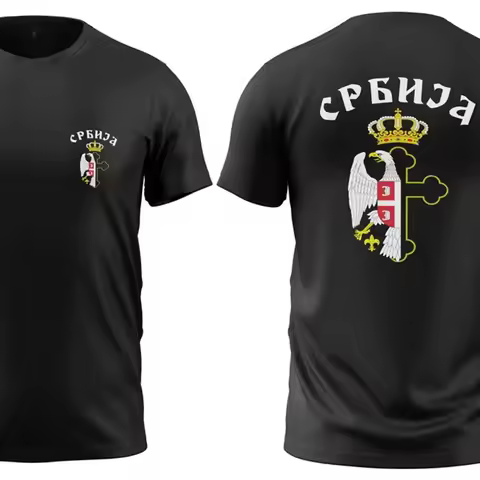 Srbija Serbian "Eagle and Cross" Men T-shirt Short Sleeve Casaul 100% Cotton Shirt