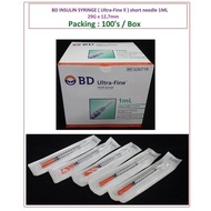 BD INSULIN Syringe(Ultra Fine ll)short needle 1ML (29G x 127mm)