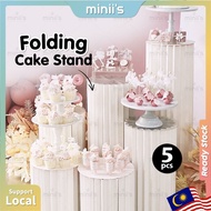 MINIIS PARTY White Folding Cake Stand Dessert Stand Cylinder Stand Meja Kek Meja Cake Photobooth Sta