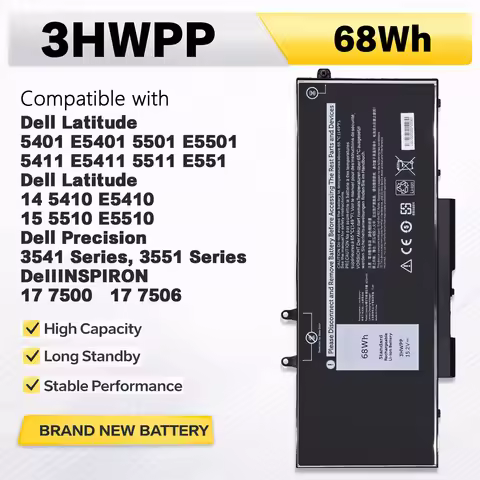 PowerHub 3HWPP Battery for Dell Latitude 5401 5501 5410 5411 5510 5511 For Dell Precision 3541 3550 