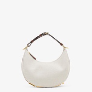 FENDI/Fendi Female Bag Retro Gold Metal FENDI Lettering Canvas Small Hobo Bag Handbag