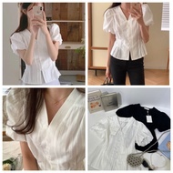 MT.MATINEE BASIC Label V-Neck Cotton Clothing Balloon Sleeves Bust 36 Inches Length 21