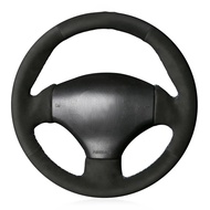 Penutup Roda Stereng Kereta Suede Kulit Hitam jahitan tangan Untuk Peugeot 206 1998-2005 206 Sw 2003