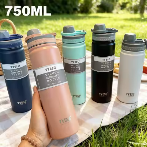 TYESO 750ml Thermos Bottle, Stainless Steel Vacuum Insulated Water Bottle, Travel Cup for Children C