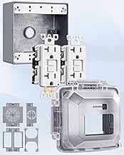 SURAIELEC 2-Gang Outdoor GFCI Outlet Kit with Weatherproof Cover and Junction Box, UL Listed in-Use 