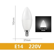 10pcs/lot C37 Base E14/E27/B22 LED Bulb 3W 5W 6W 7W LED Candle Light Bulbs AC220V-240V 3000K 4000K 6