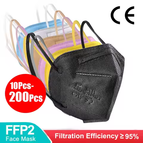 10-200pcs ffp2mask Black kn95 mascarillas negra Adults 5 Layers fpp2 approved kn95 CE Respirator Fac