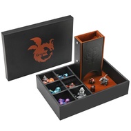 DND Dice Tray and Dice Tower with Storage, 3 in 1 Dice Rolling Tray with Lid, Portable Dice Box Stor