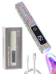 迷你紫外線美甲燈 - 手持式美甲紫外線燈：便攜式凝膠美甲紫外線燈,帶顯示器的可充電指甲乾燥器,快速固化 20-60 秒