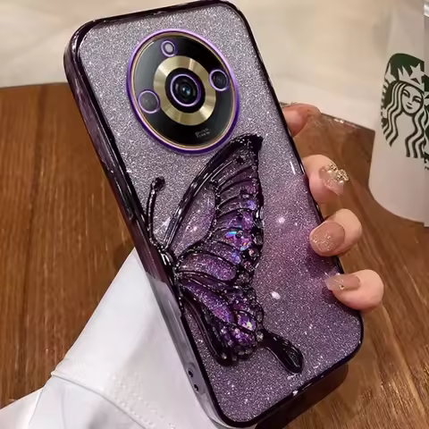 Realme11 Pro+ 5G Case Luxury Quicksand Butterfly Glitter Case For OPPO Realme 11 12 Pro Plus 10 Shoc