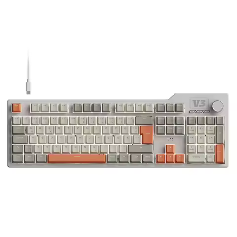 German version Ajazz AK35i V3 wired mechanical keyboard QWERTZ full-size ISO-DE104 key layout, hot-s