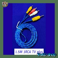 Jack Plug to 3RCA to Audio Video AV Cable TVPlus 1.5M