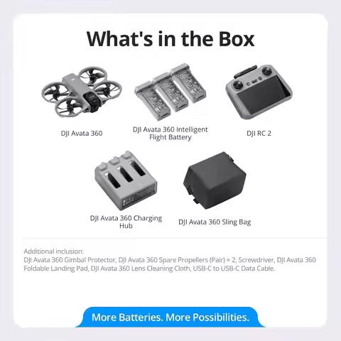 DJI Avata 360 Fly More Combo (RC 2) 360° Drone, 3 Batteries, 1-Inch 8K 360° Imaging for FPV & Aerial