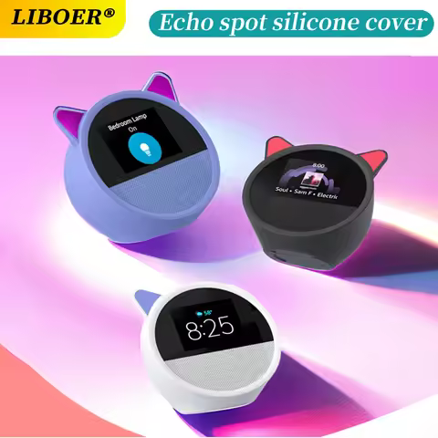 Silicone Cover for Echo Spot(2024) Soft Flexible Protection Waterproof Multi-Color Kitten Design Cas