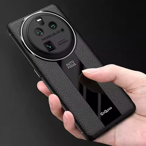 For OPPO Find X6 Pro Case Luxury Lichi Leather +Soft TPU Ultra Thin Lens Protection Slim Matte Cover