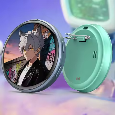 1.5 inch Anime E-Badge Dynamic Electronic Badge Anime Merchandise Digital Display Badge Dynamic Gift