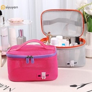 Si Women's Fashion Transparent Mesh Travel Cosmetic Bag Storage 1 Layer Toiletry Bag Large Capacity 