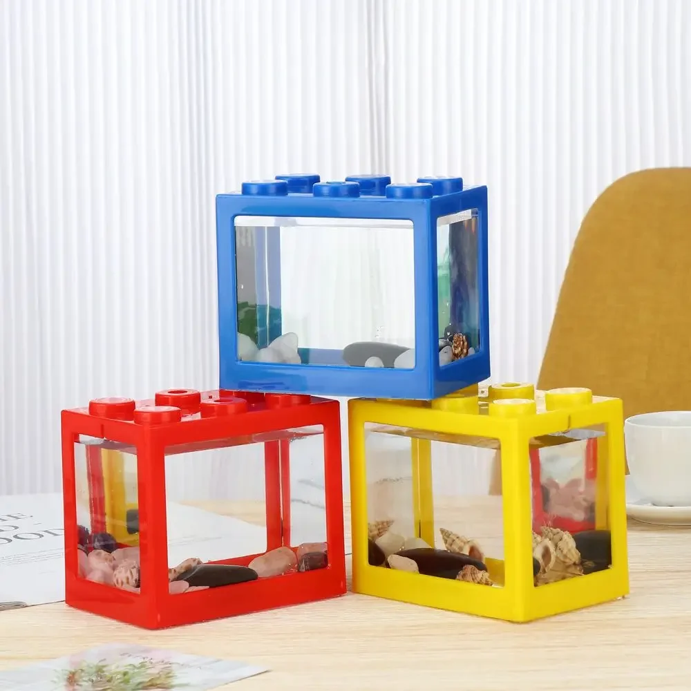 Pet Decoration Building Block Gifts PVC Mini Aquarium Betta Fish Tank Ornamental Betta Fish Accessories