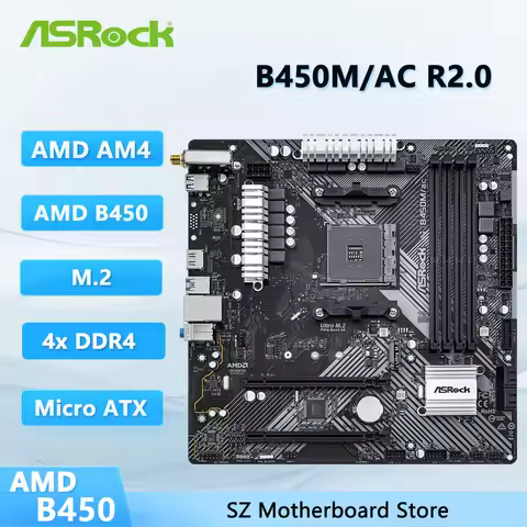 ASRock B450 B450M Motherboard B450M/ac R2.0 Motherboard AM4 DDR4 128GB Ryzen 5 5600 5600G R7 5700 56