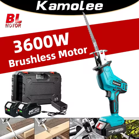Kamolee 12000SPM Cordless Electric Reciprocating Saw 3600W 18V Battery Brushless Chainsaw Metal Wood