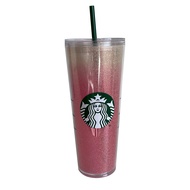 24oz/16oz Starbucks Straw Cup Double Layer Matte Black Coffee Mug Frosted high-value straw cup