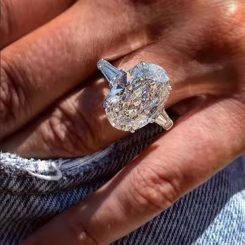 Luxury Oval 8ct Lab Diamond Ring 925 sterling silver Jewelry Engagement Wedding band Rings for Women