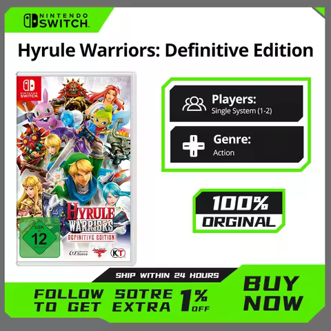 Nintendo Switch - Hyrule Warriors Definitive Edition - US Cover Game Deal Cartridge Physical Card Ad