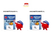 1L NIPPON PAINT PLATONE MATTE BLACK 8103 & MATTE WHITE 8102
