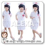 New Premium !! Baju Kostum Seragam PERAWAT DOKTER Putih Wanita Anak Lengan Pendek Bayi Newborn Photo