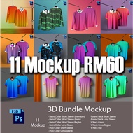 3D Mockup Jersey Retro Collar | Polo Collar | Round Neck | Long Sleeve Mockup | Raglan Retro Collar |  PSD Mockup