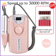 30000RPM Nail Drill Machine Set Sale Rechargeable Nail Grinder For Nails Nail Drill With 6 Grinding Heads Manicure Kits Accessories（white）