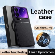 Shockproof Casing For Xiaomi 17 Pro Max 17ProMax 5G 2025 Leather Magnetic Car Holder Phone Case Anti